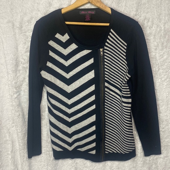 79. Elena wang size M zip up sweater cardigan - Picture 1 of 7